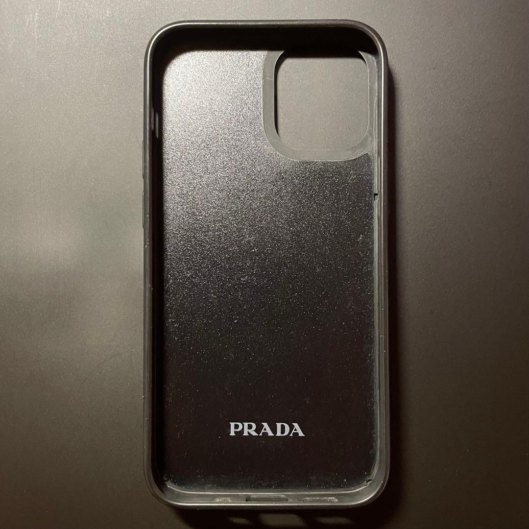 PRADA プラダ iPhone12mini ケース ブラック 三角ロゴ 金