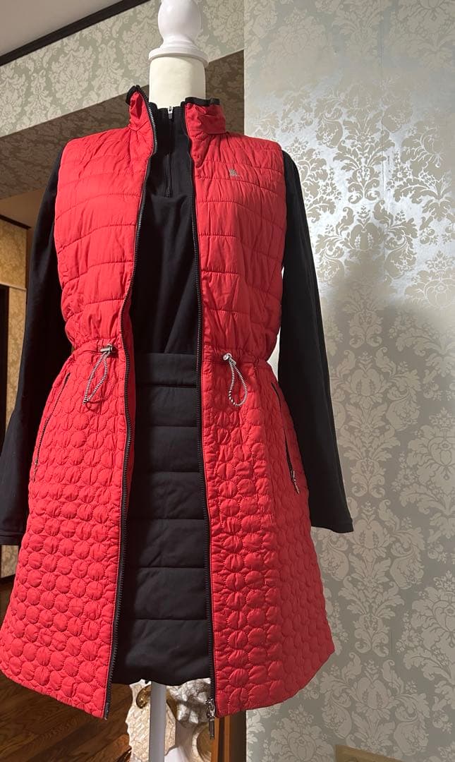 美品！ランバンスポール38 フード付キルティング中綿　裏地蓄熱保存ワンピース