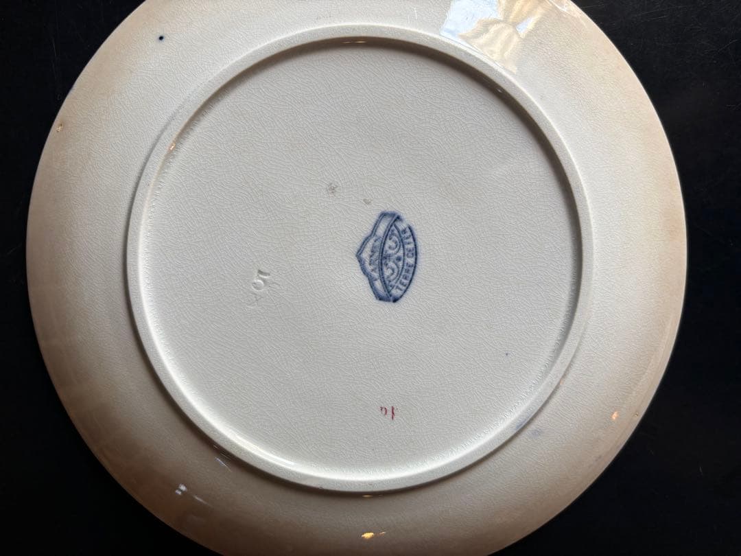 フランスアンティーク青い花柄の皿 3枚セット