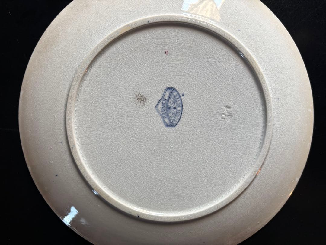 フランスアンティーク青い花柄の皿 3枚セット