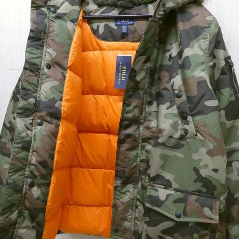 ポロ ラルフローレン ファートリム ダウンジャケット 170cm 迷彩