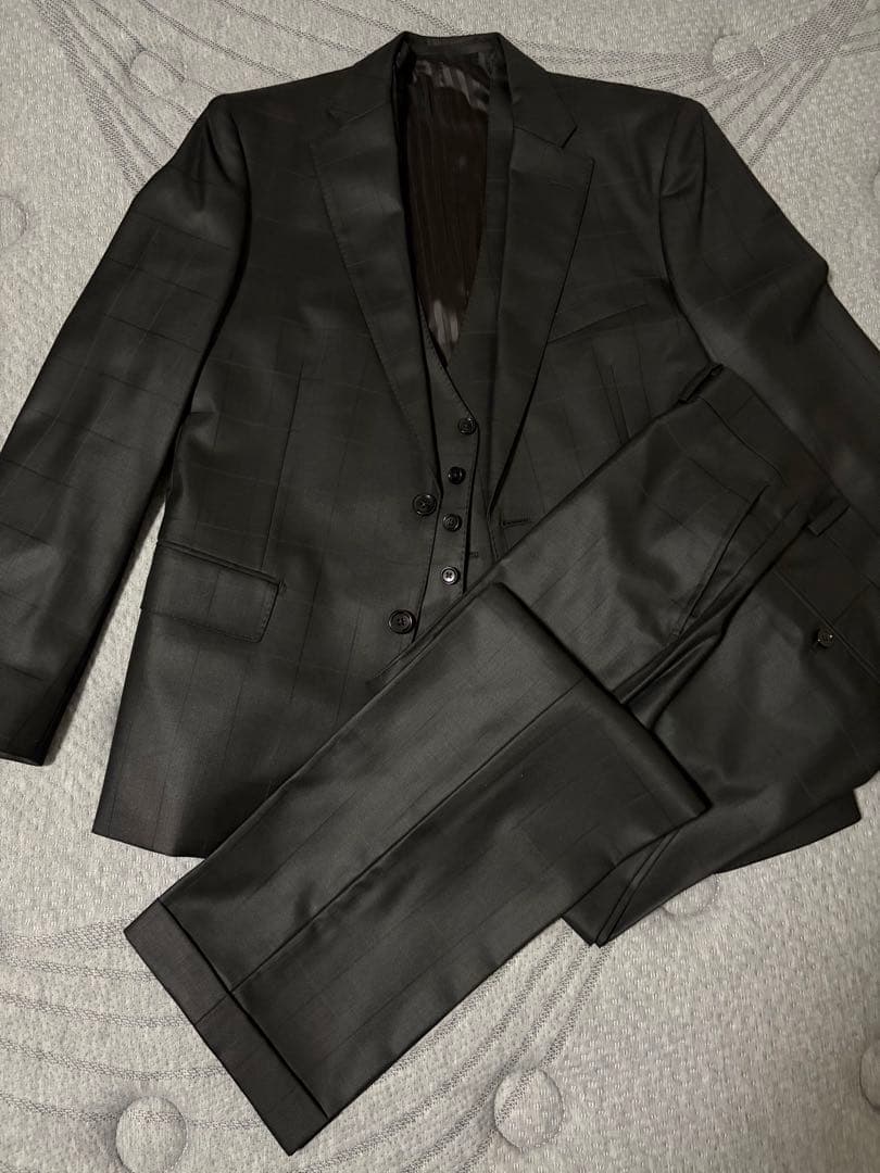 【新品】スリーピース　セットアップ　ブラックシャドウブロックチェック　AB5