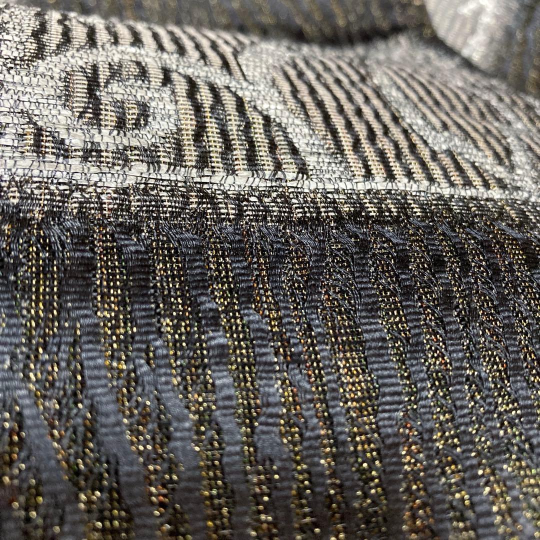 正絹　六通袋帯【抽象模様　格子】