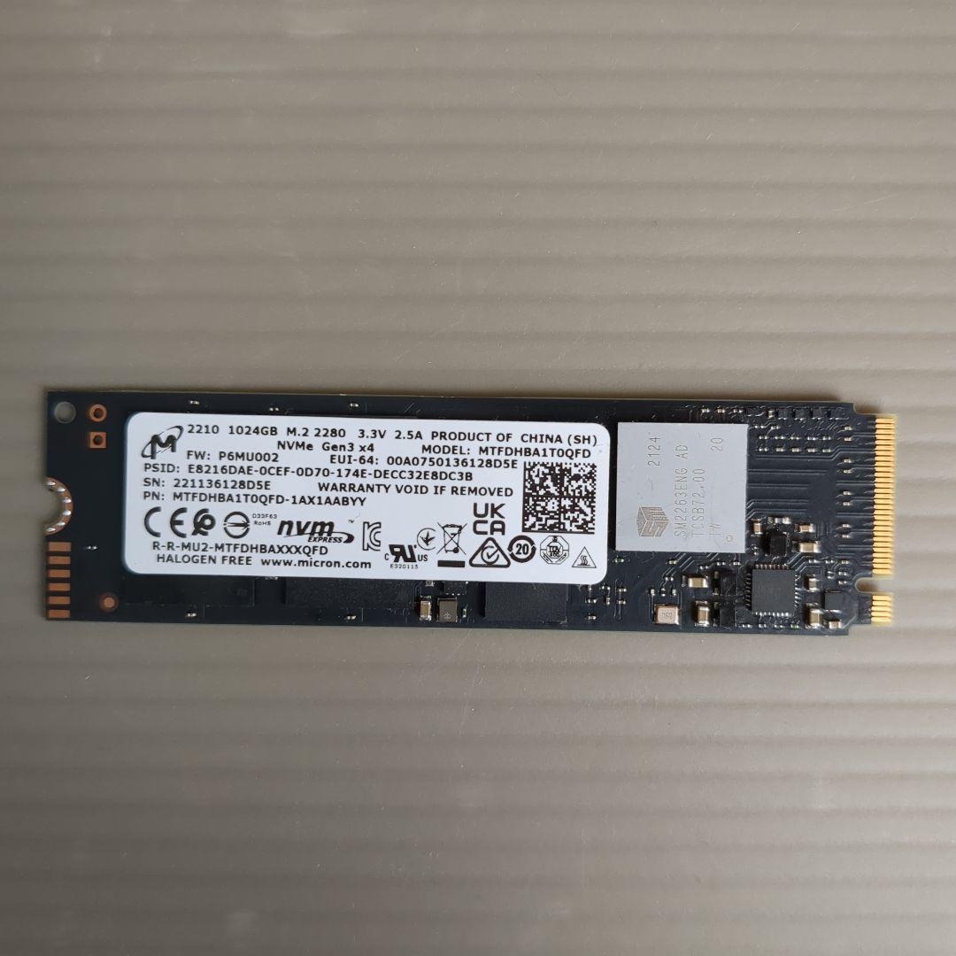 内蔵型SSD Micron SSD 1TB 2210 M.2 NVMe PCIe