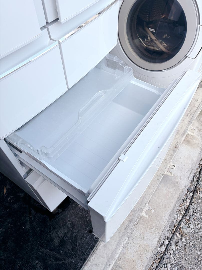 運搬取付無料！クロスホワイト　スマート大容量！純正三菱大容量冷蔵庫！完動品超美品