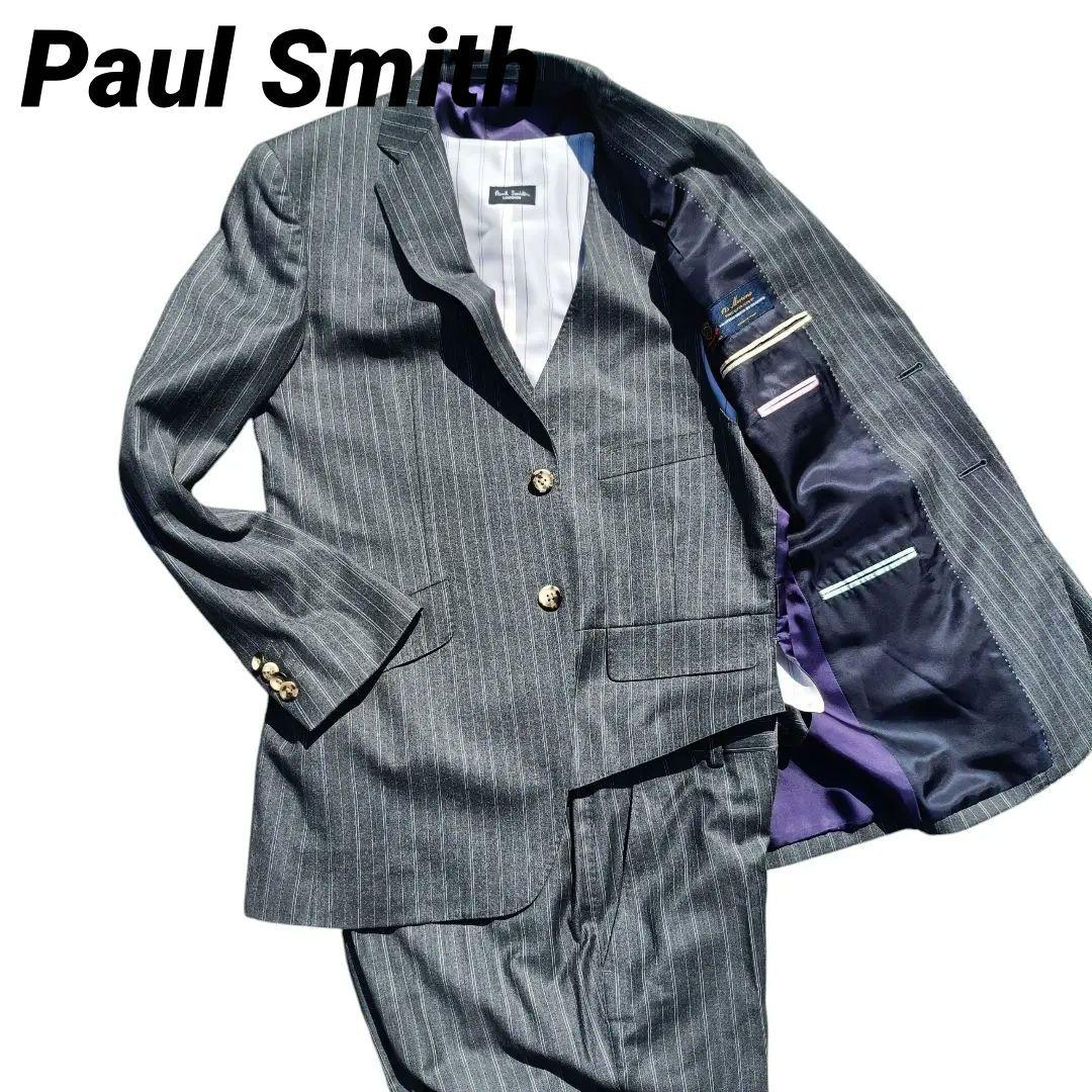 ポールスミス スーツ セットアップ 3ピース グレー ストライプ 美品 お洒落