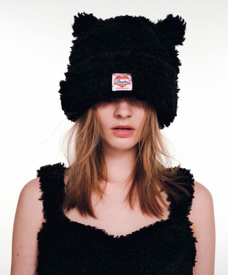 Baiscks クマ耳ニット帽 ブラックカラー
