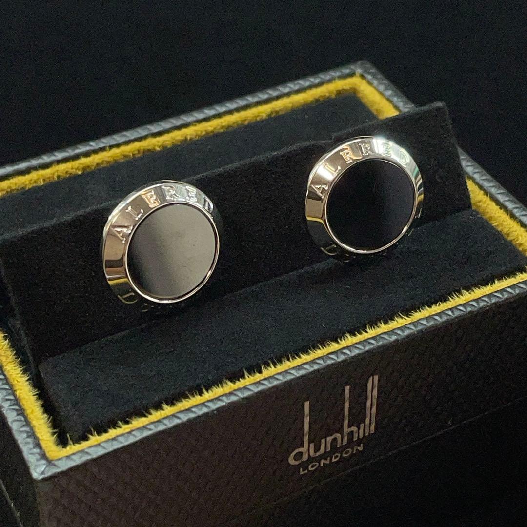 4214 美品 ダンヒル シルバー カフス オニキス SILVER925 箱付き