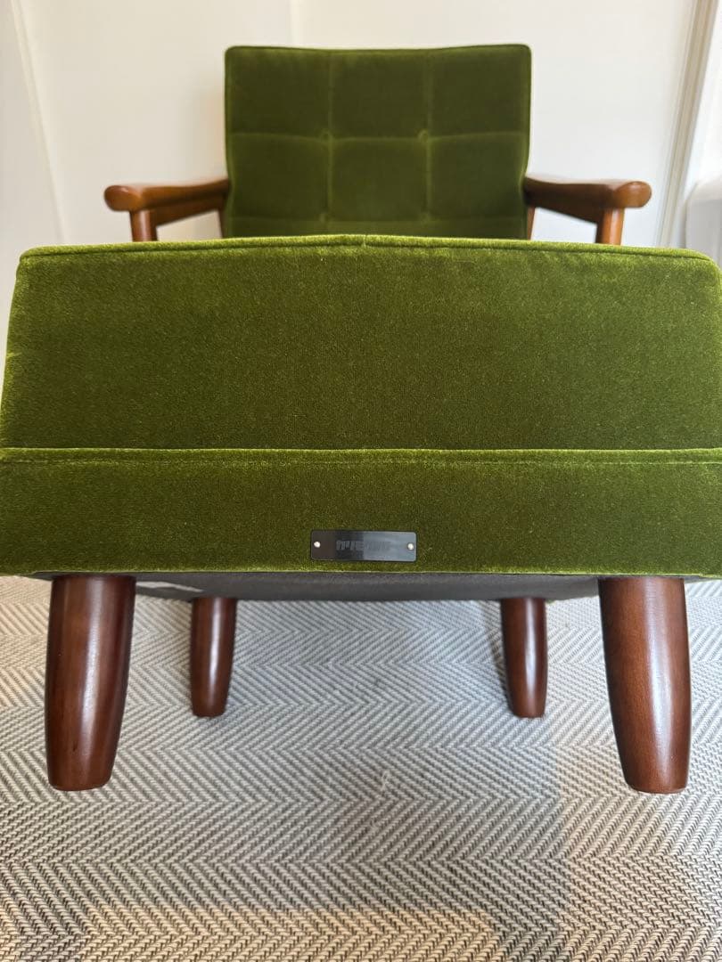 【美品】カリモク60 Kチェア用 オットマン／モケットグリーン
