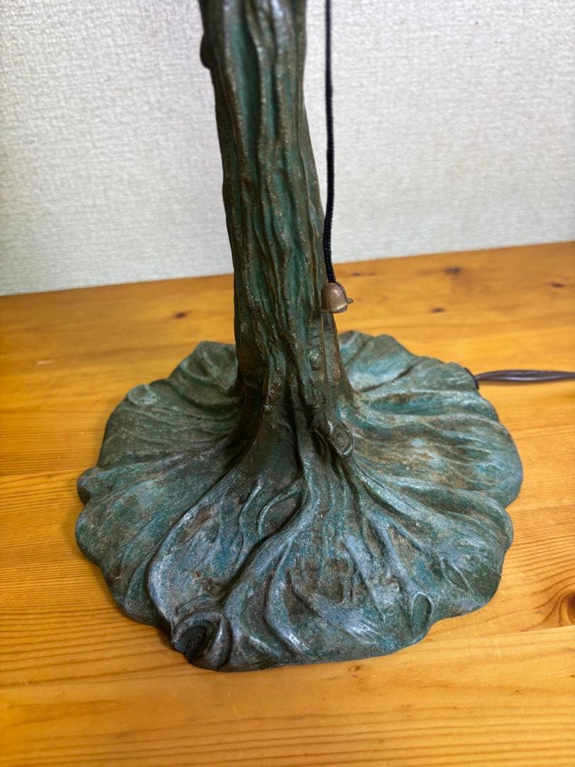 細密ステンドグラス テーブルランプ 藤棚 ブルー系　 アンティーク昭和レトロ