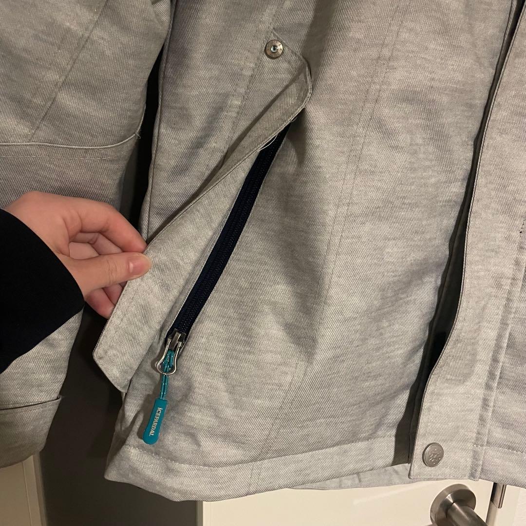 グレー フローラル柄 スキーウェア上下セット