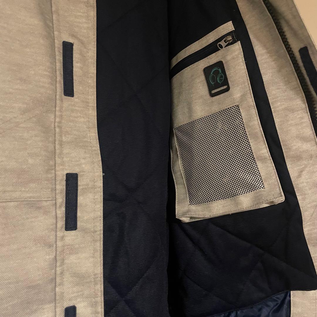 グレー フローラル柄 スキーウェア上下セット