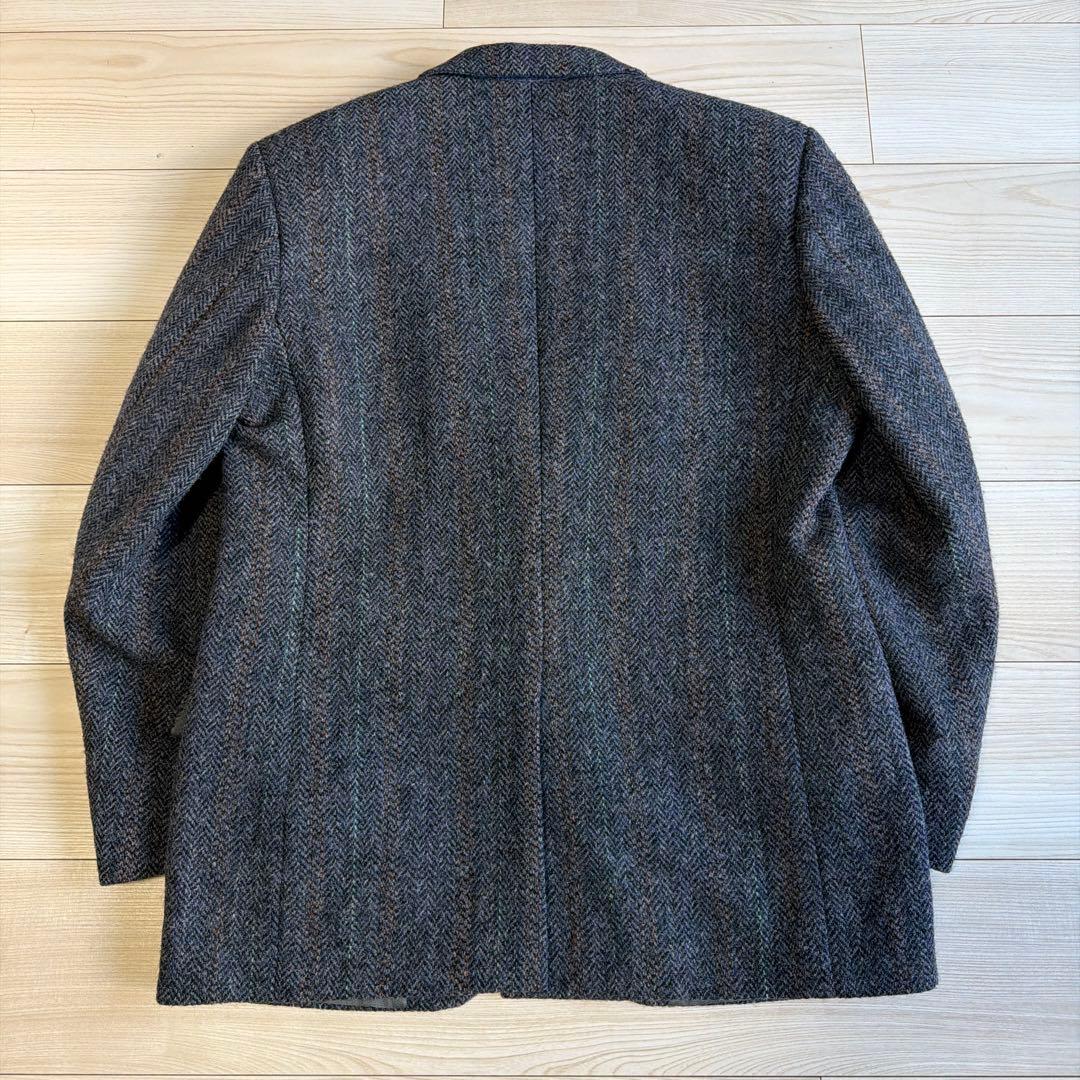 美品　カナダ製　ハリスツイード　ツイードジャケット　テーラード　L相当　ブルー系