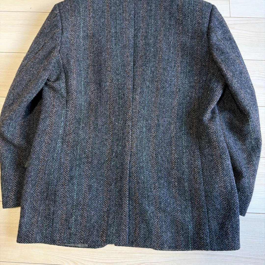 美品　カナダ製　ハリスツイード　ツイードジャケット　テーラード　L相当　ブルー系