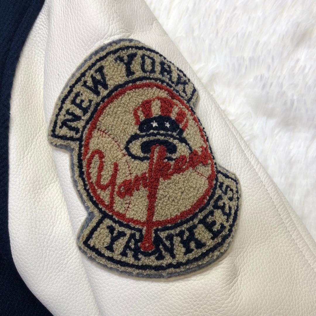 UNIQLO 00s ヤンキース コラボ ウールスタジャン 牛革レザー切替 刺繍