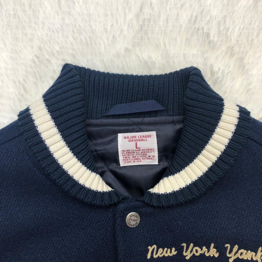 UNIQLO 00s ヤンキース コラボ ウールスタジャン 牛革レザー切替 刺繍