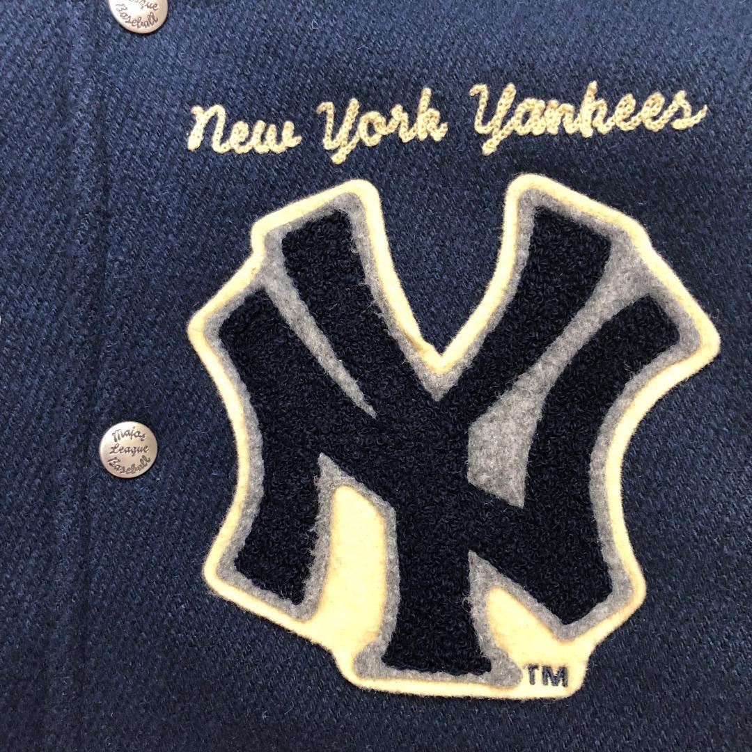 UNIQLO 00s ヤンキース コラボ ウールスタジャン 牛革レザー切替 刺繍