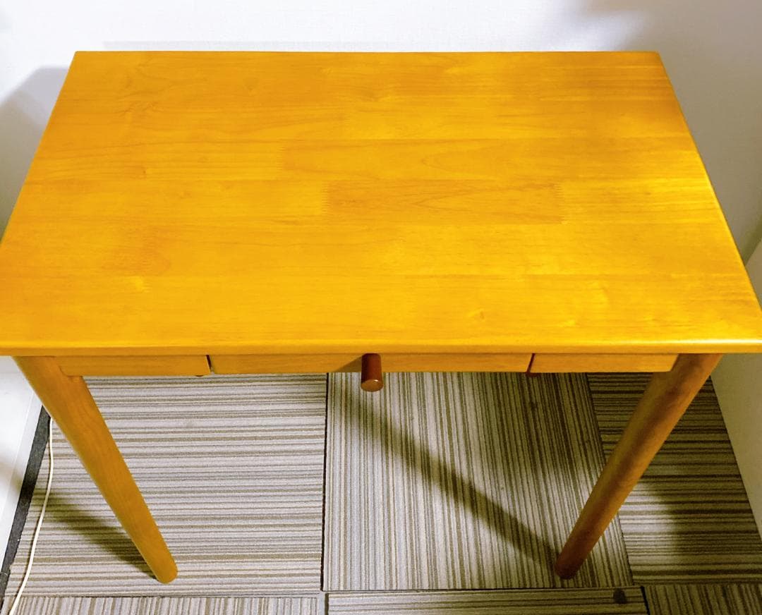 北欧 デスク 木製 天然木 スリムデスク 引き出し付 ナチュラルテイスト