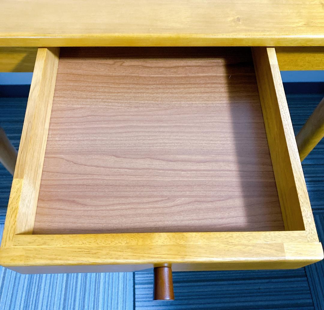 北欧 デスク 木製 天然木 スリムデスク 引き出し付 ナチュラルテイスト