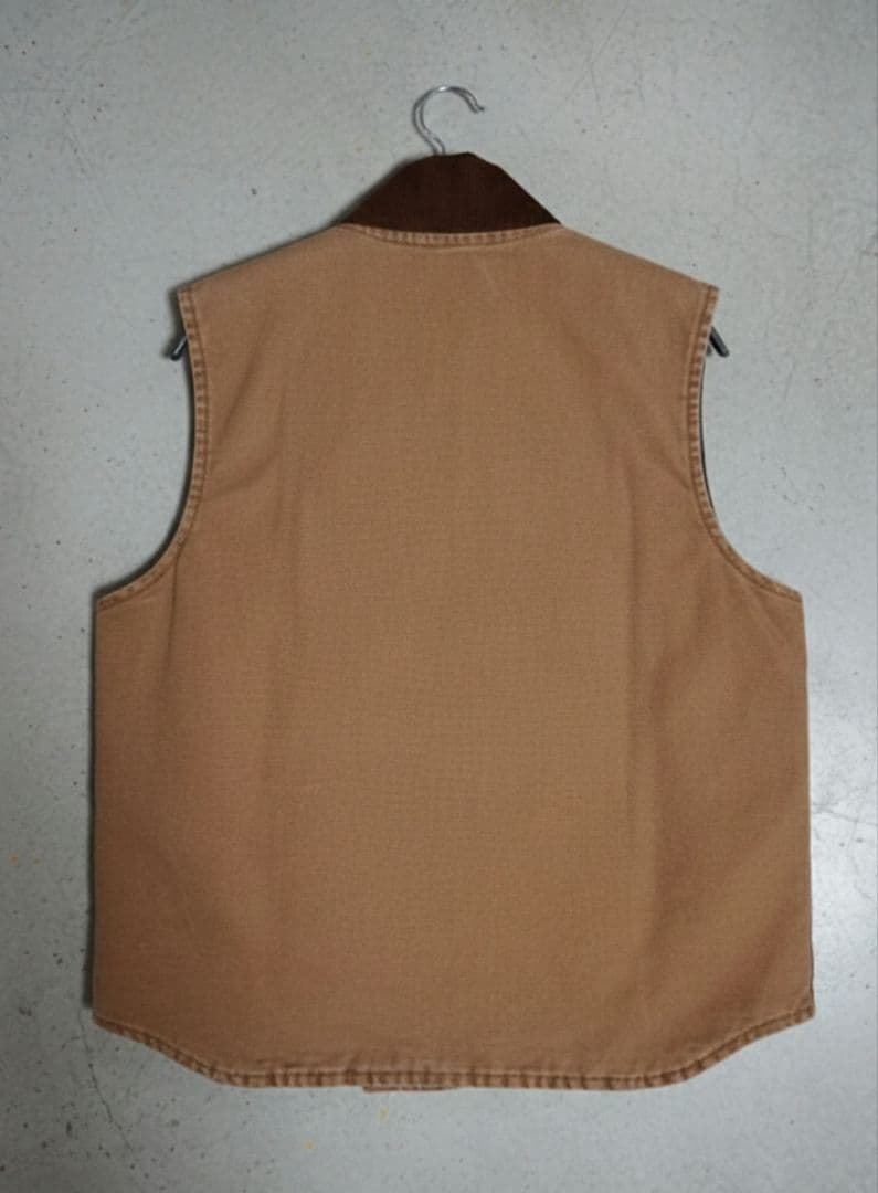 Carhartt ベスト 　ブラウン　レザー　レザーパッチ　真鍮　デカジップ