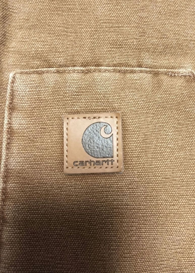Carhartt ベスト 　ブラウン　レザー　レザーパッチ　真鍮　デカジップ
