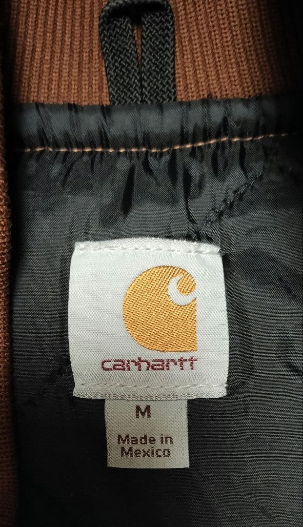 Carhartt ベスト 　ブラウン　レザー　レザーパッチ　真鍮　デカジップ