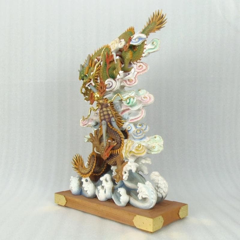 KOPANDA　◆双龍彫り 楠材 淡彩色仕様◆縁起物
