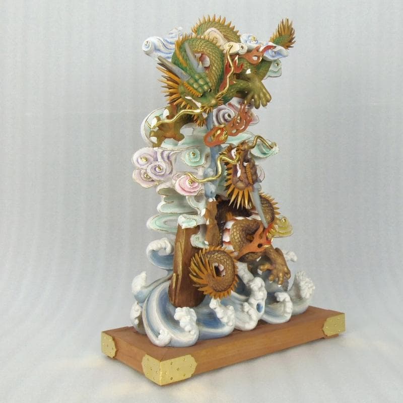 KOPANDA　◆双龍彫り 楠材 淡彩色仕様◆縁起物