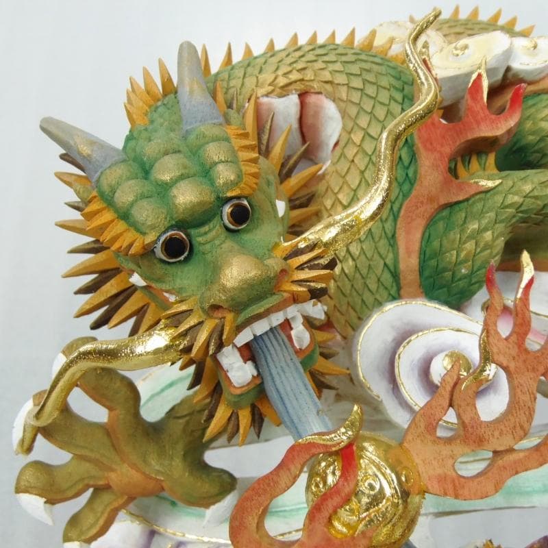 KOPANDA　◆双龍彫り 楠材 淡彩色仕様◆縁起物