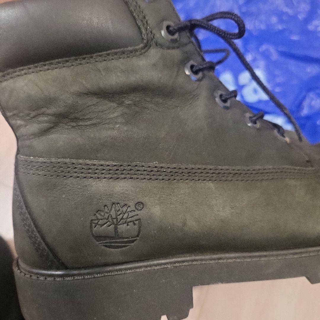 (中古)Timberlandブラックレザー ワークブーツ ミッドカット