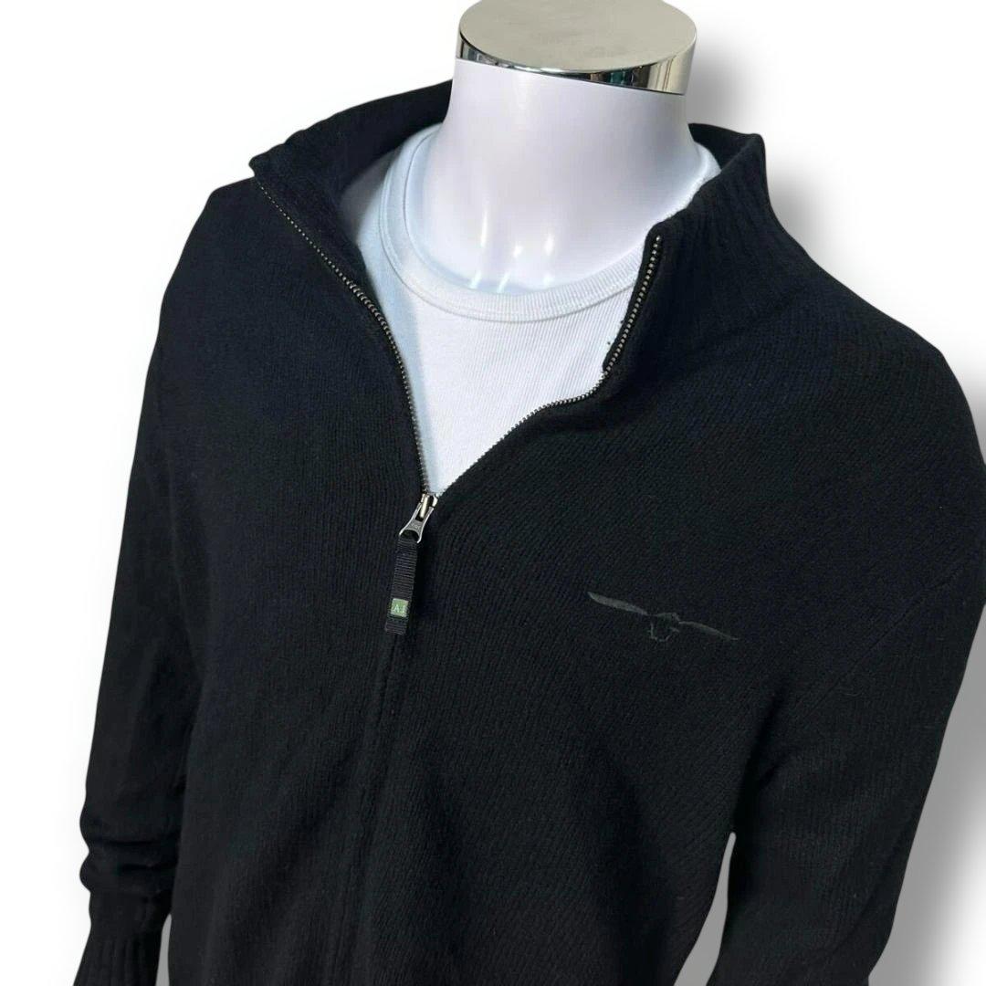 Armani Jeans アルマーニジーンズ カシミヤ混 ニットブルゾン L 黒