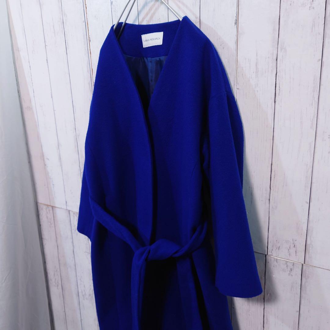 アーバンリサーチ ノーカラーVネックウールコート