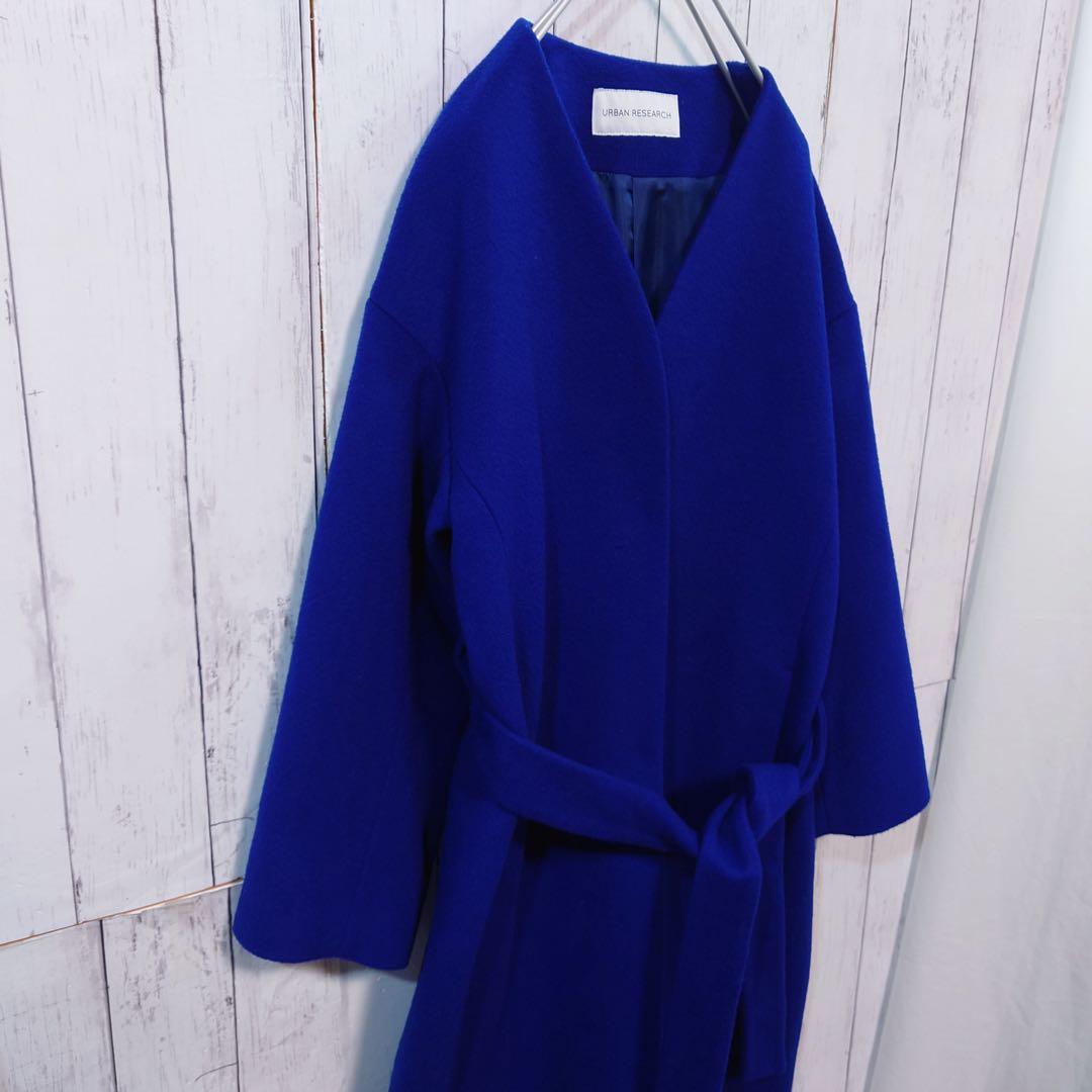 アーバンリサーチ ノーカラーVネックウールコート