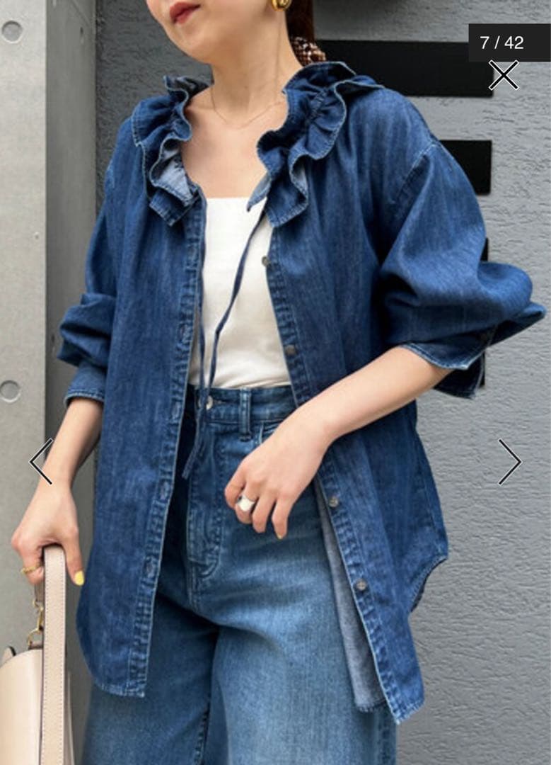 NOLLEY'S 【Rie Miller】フリルギャザーデニムブラウス