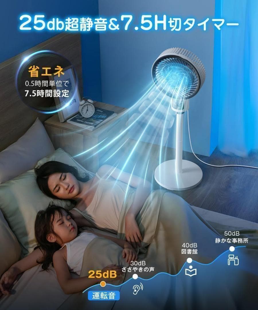 猛暑・梅雨・部屋干しも！省エネ静音で快適循環薄型静音 サーキュレーターDC搭載