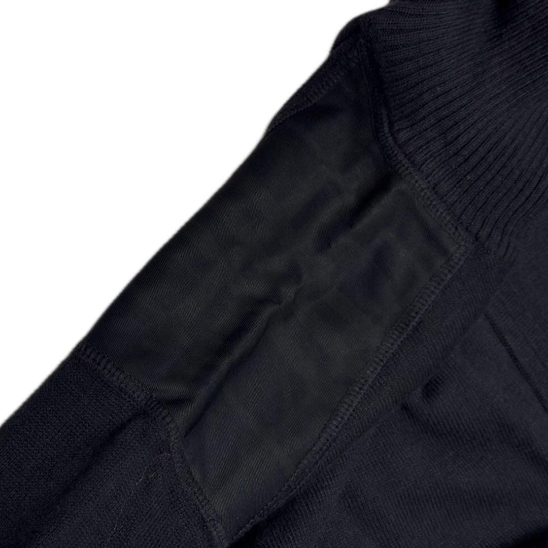 バーバリーブラックレーベル 肩チェック ハーフジップ ニットセーター 黒Mゴルフ