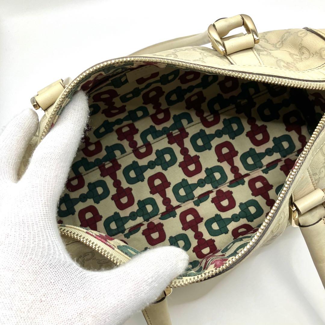 GUCCI グッチ ミニボストンバッグ ハンドバッグ グッチシマ アイボリー