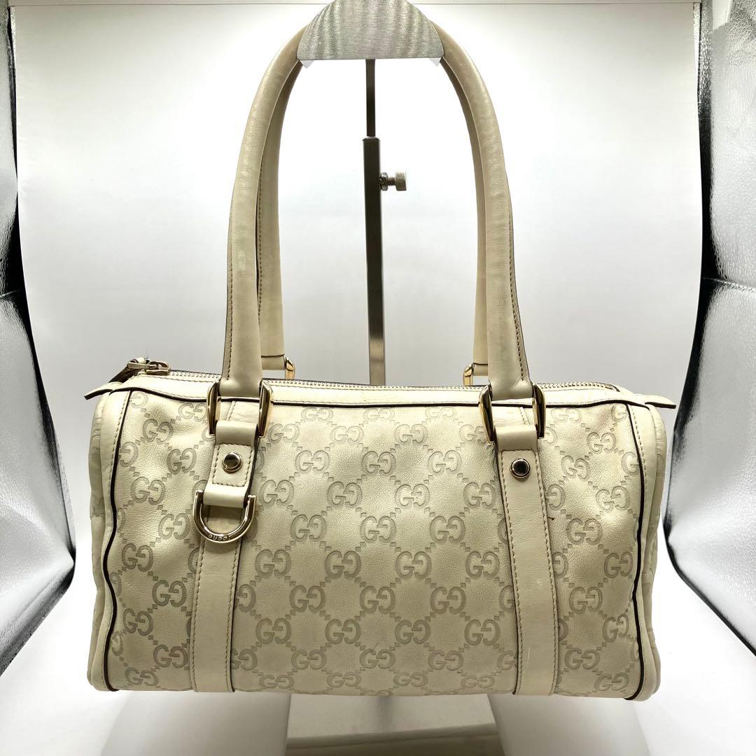 GUCCI グッチ ミニボストンバッグ ハンドバッグ グッチシマ アイボリー
