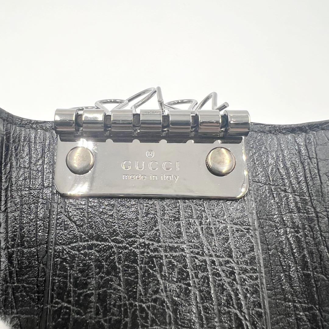 極美品 グッチ GGスプリーム PVC 6連 キーケース 138093 ブラック