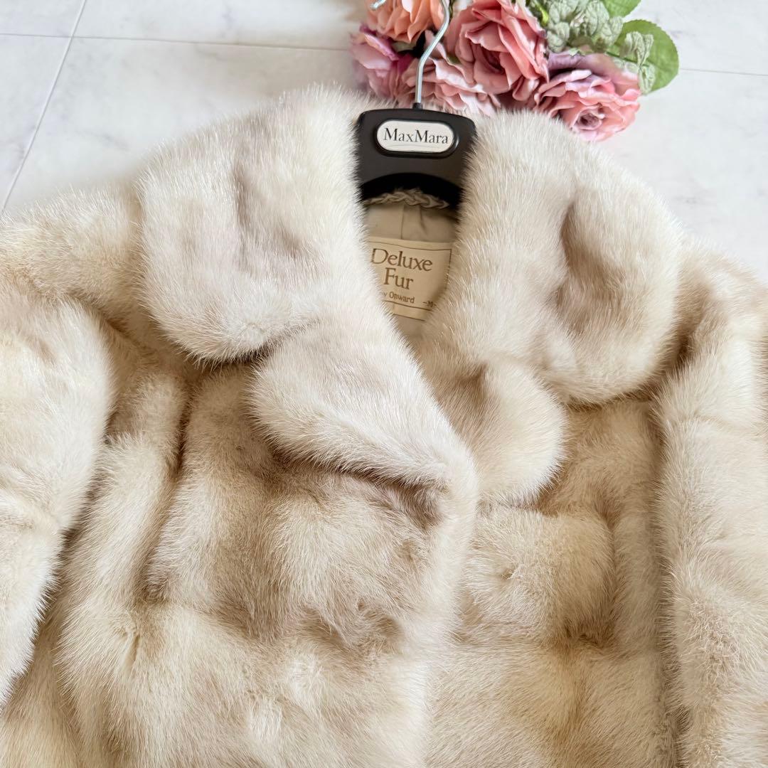 人気デザイン★サファイアミンク クロップド ファーコート 毛皮 横段