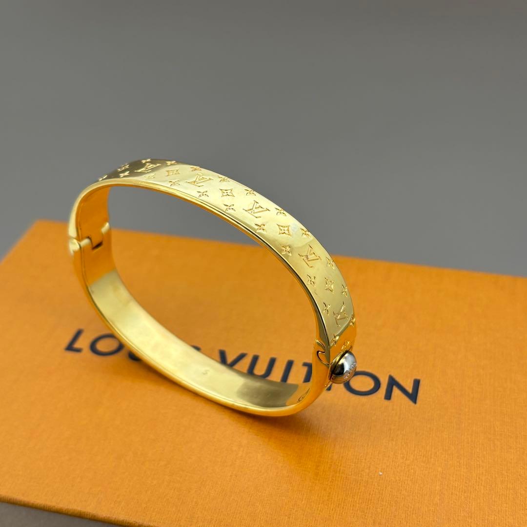 美品　ルイヴィトン ナノグラム カフ バングル ゴールド モノグラム S