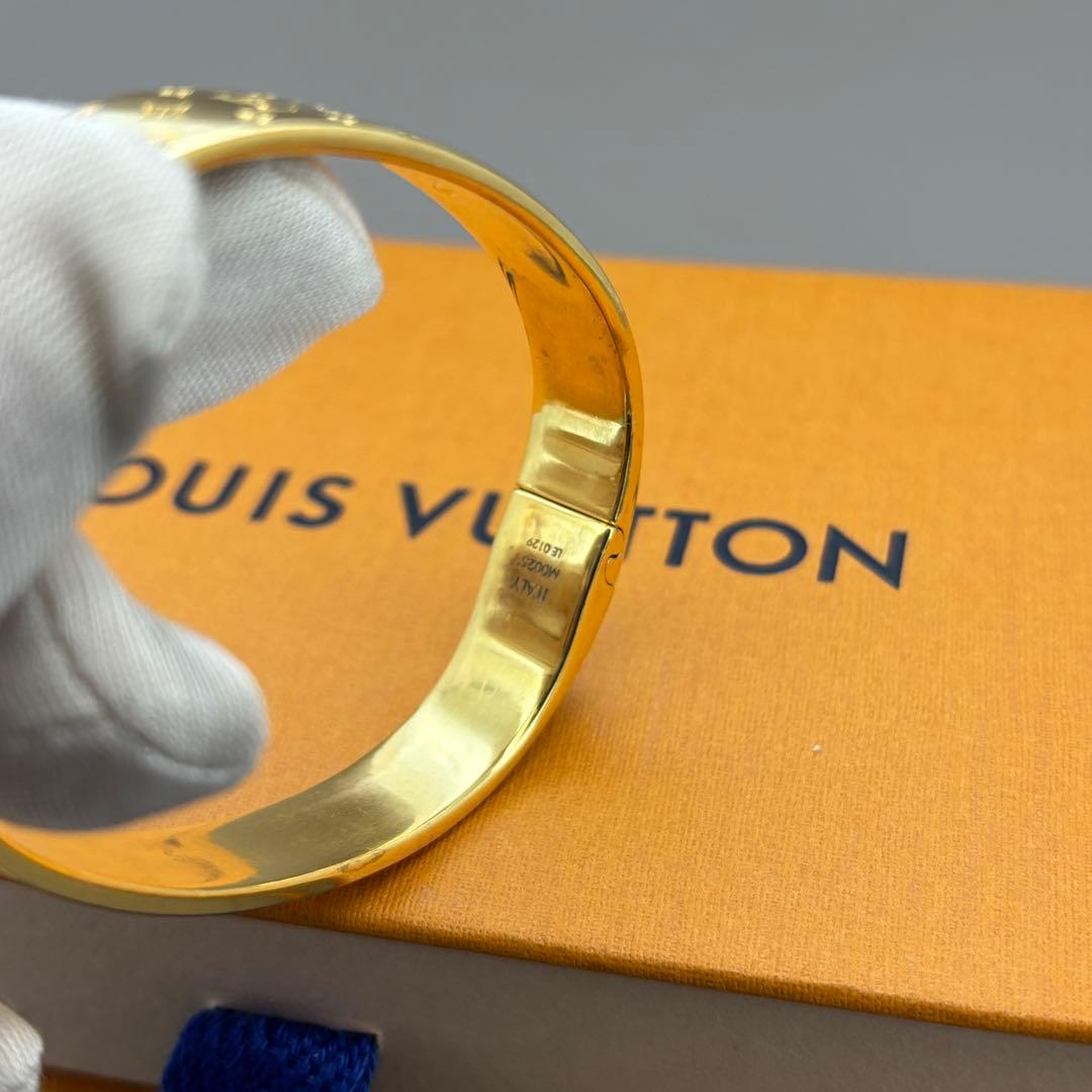 美品　ルイヴィトン ナノグラム カフ バングル ゴールド モノグラム S