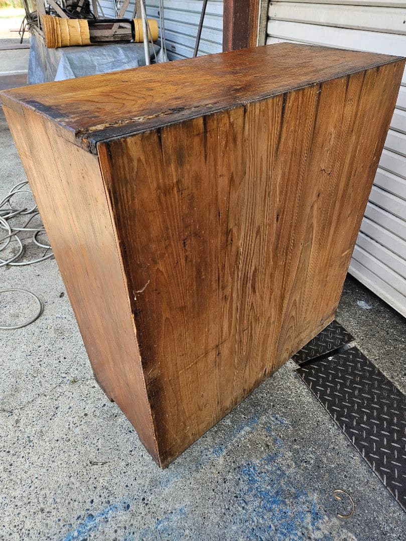 日本のアンティーク 古い木の下駄箱 シューズボックス 傘入れ付き 棚 収納