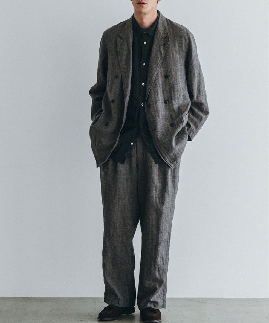 confect リネンウール杢ヘリンボーンダブルブレストジャケット
