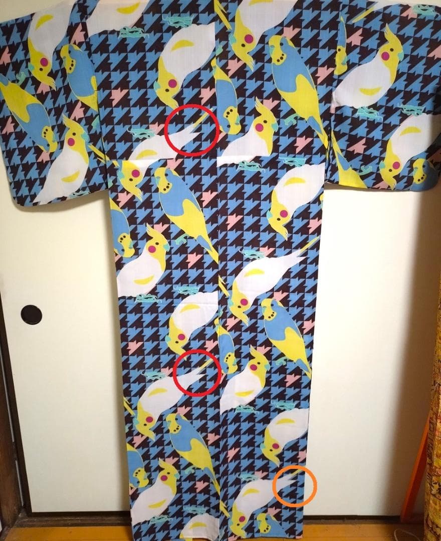 hiyori・新品・やや難あり★オカメインコ・インコ柄浴衣★カリキュロ