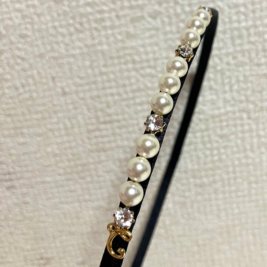 【美品】Complex Biz ポライトシェルパールヘアバンド　ブラック