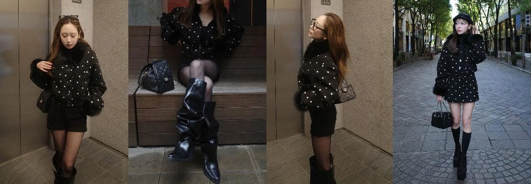 ダーリッチ darich ドットツイードベルトミニスカート ブラック BLK M