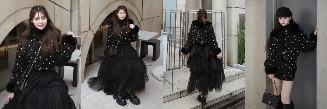 ダーリッチ darich ドットツイードベルトミニスカート ブラック BLK M