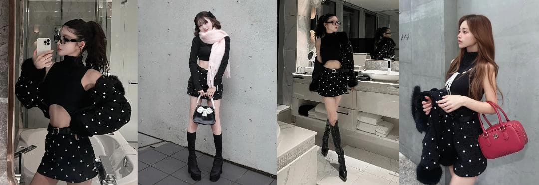 ダーリッチ darich ドットツイードベルトミニスカート ブラック BLK M