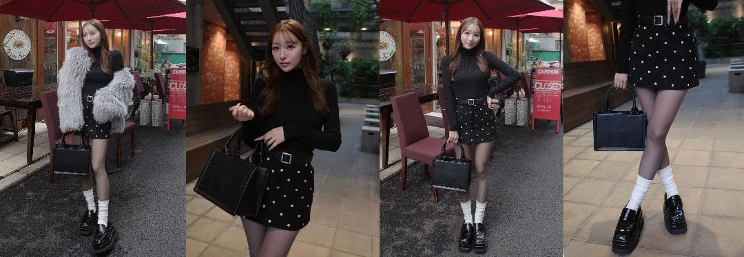 ダーリッチ darich ドットツイードベルトミニスカート ブラック BLK M